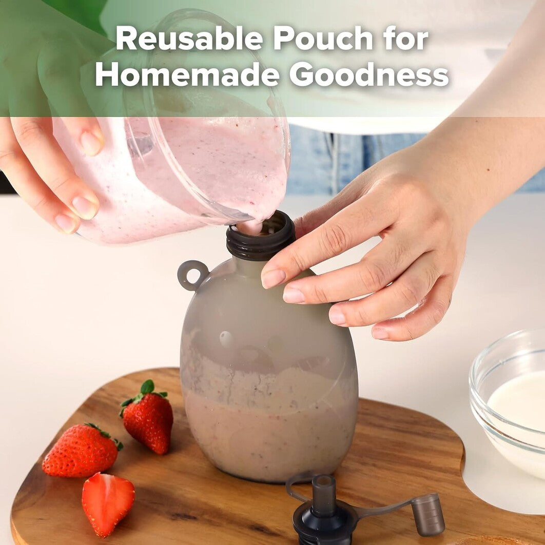 Haakaa  Happii Bear Silicone Milk Storage Bag - 260ml Pack of 1 Grey  Age- Newborn & Above