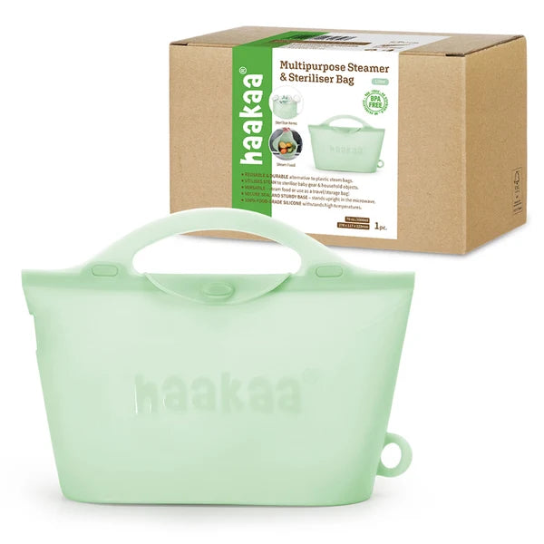 Haakaa Multipurpose Steamer & Steriliser Bag Lime- 1250ml  Age- Newborn & Above