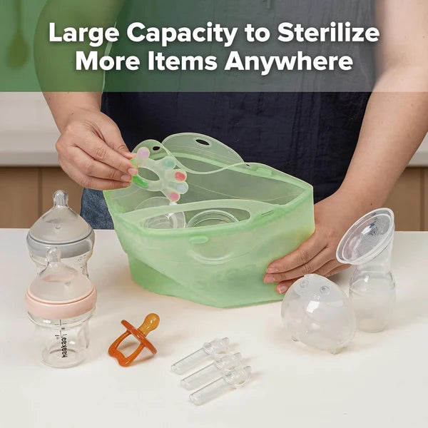 Haakaa Multipurpose Steamer & Steriliser Bag Lime- 1250ml  Age- Newborn & Above