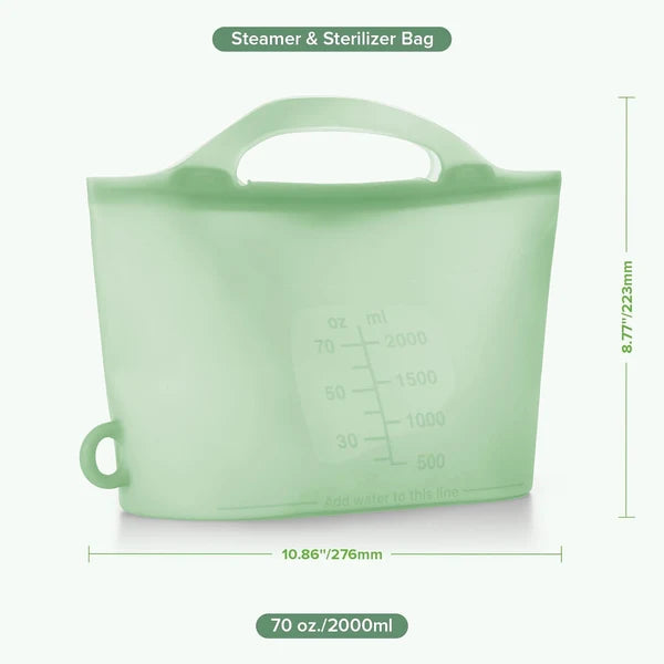 Haakaa Multipurpose Steamer & Steriliser Bag Lime- 1250ml  Age- Newborn & Above