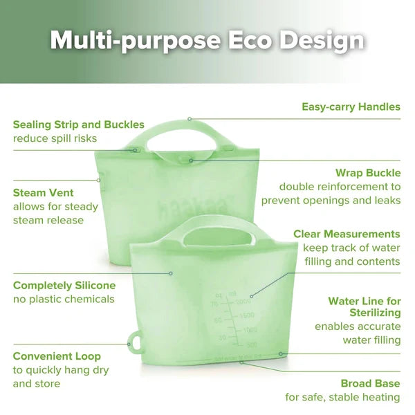 Haakaa Multipurpose Steamer & Steriliser Bag Lime- 1250ml  Age- Newborn & Above
