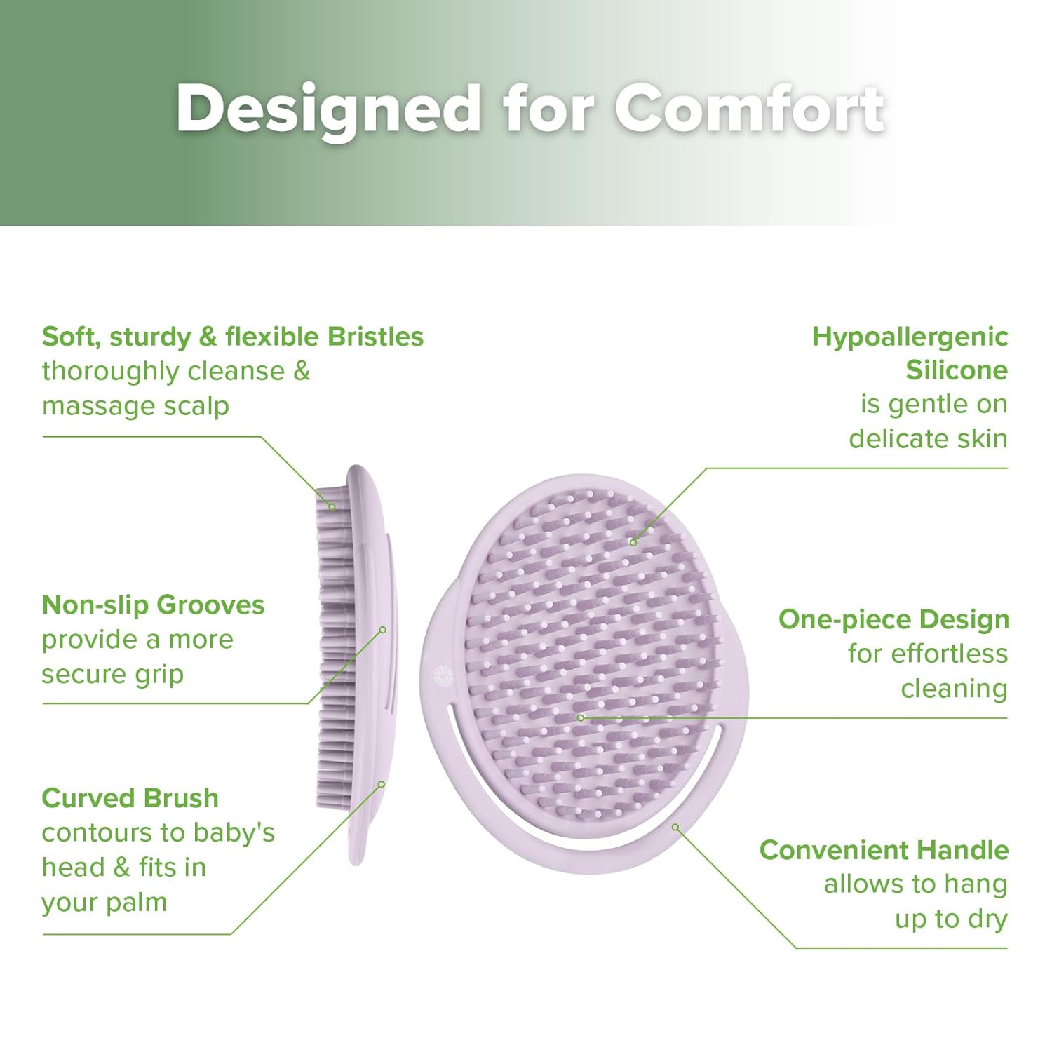 Haakaa Rainbow Baby Silicone Shampoo Brush Lavender Age- Newborn & Above