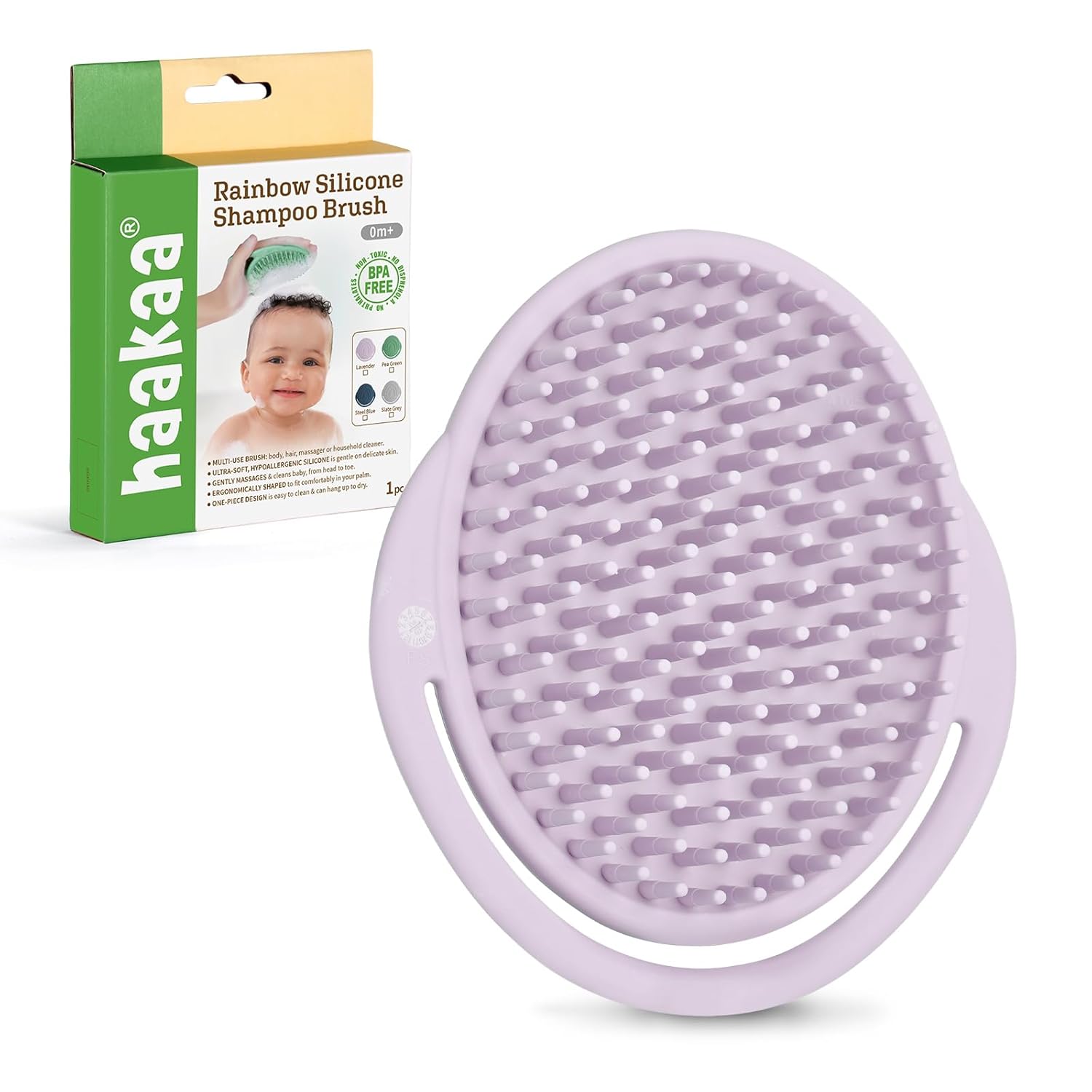 Haakaa Rainbow Baby Silicone Shampoo Brush Lavender Age- Newborn & Above