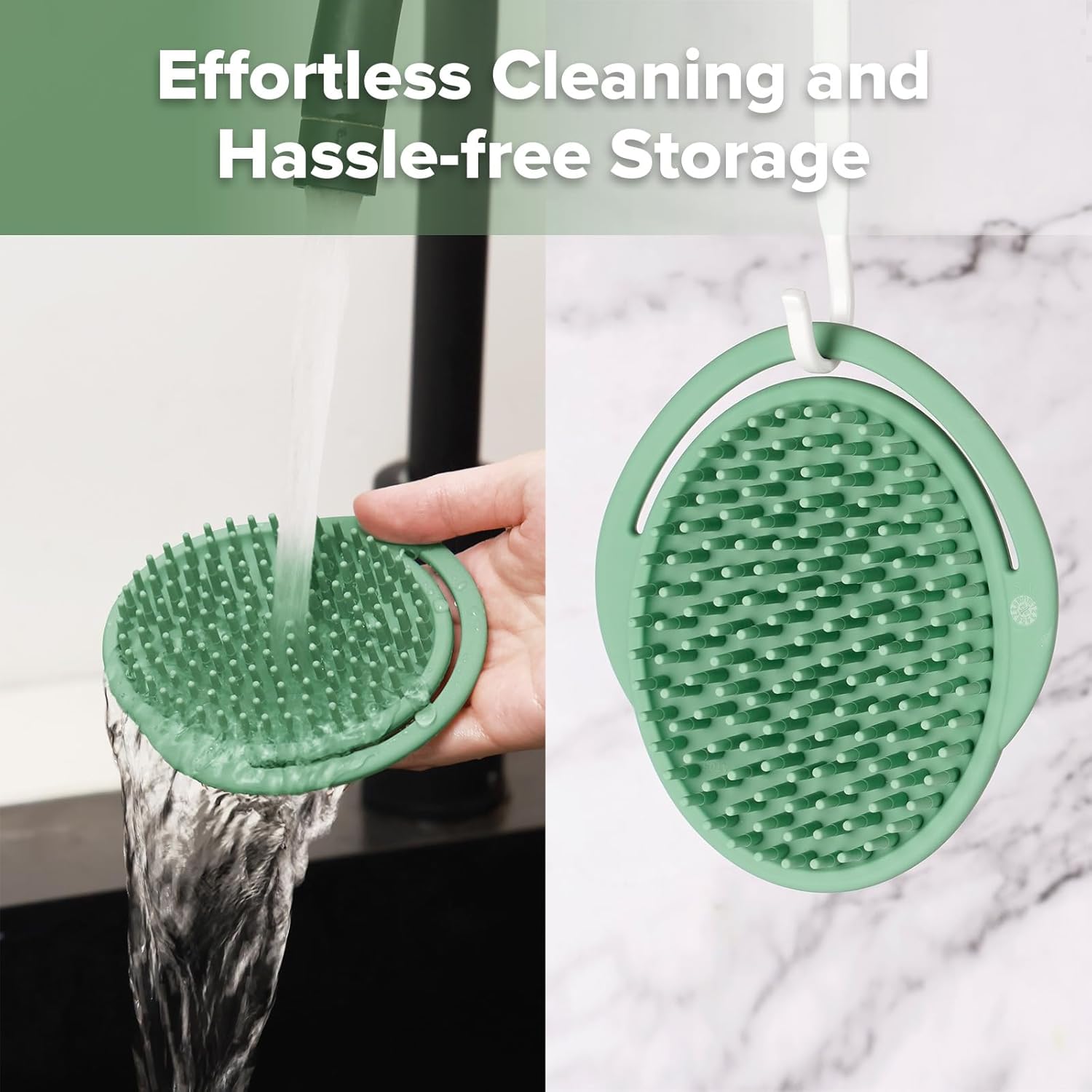 Haakaa Rainbow Silicone Shampoo Brush - Pea Green Age- Newborn & Above