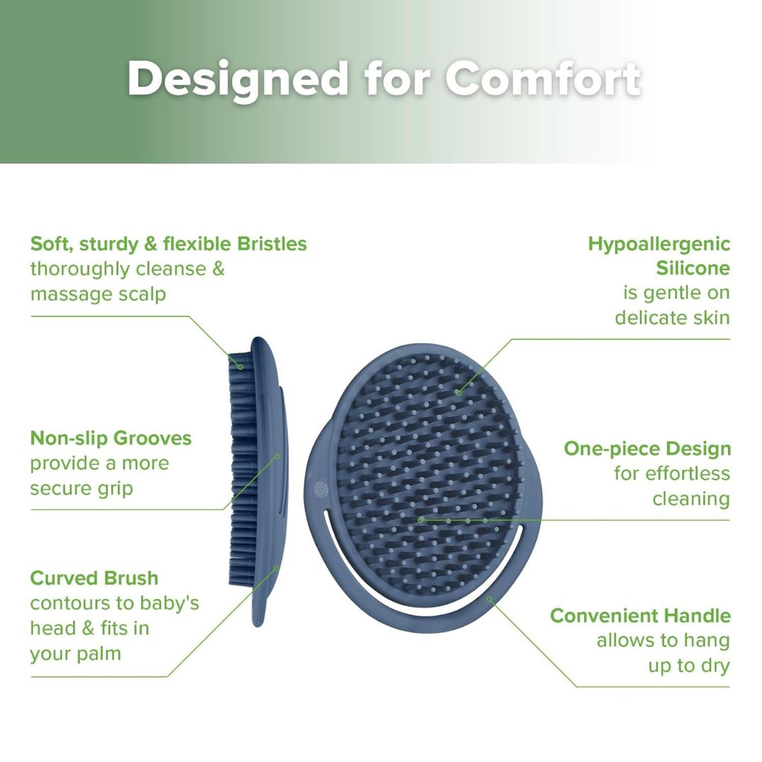 Haakaa Rainbow Silicone Shampoo Brush - Steel Blue Age- Newborn & Above