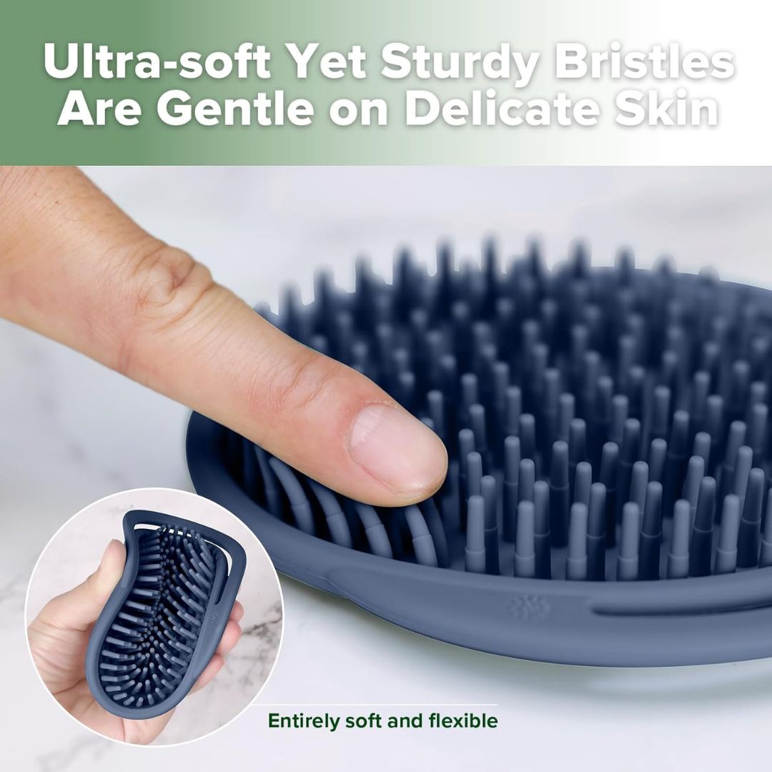 Haakaa Rainbow Silicone Shampoo Brush - Steel Blue Age- Newborn & Above