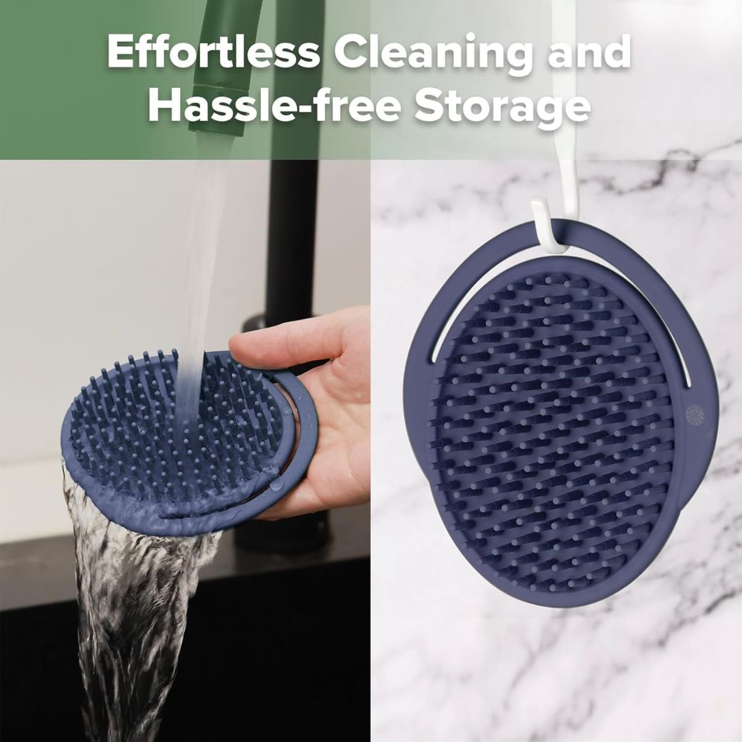 Haakaa Rainbow Silicone Shampoo Brush - Steel Blue Age- Newborn & Above