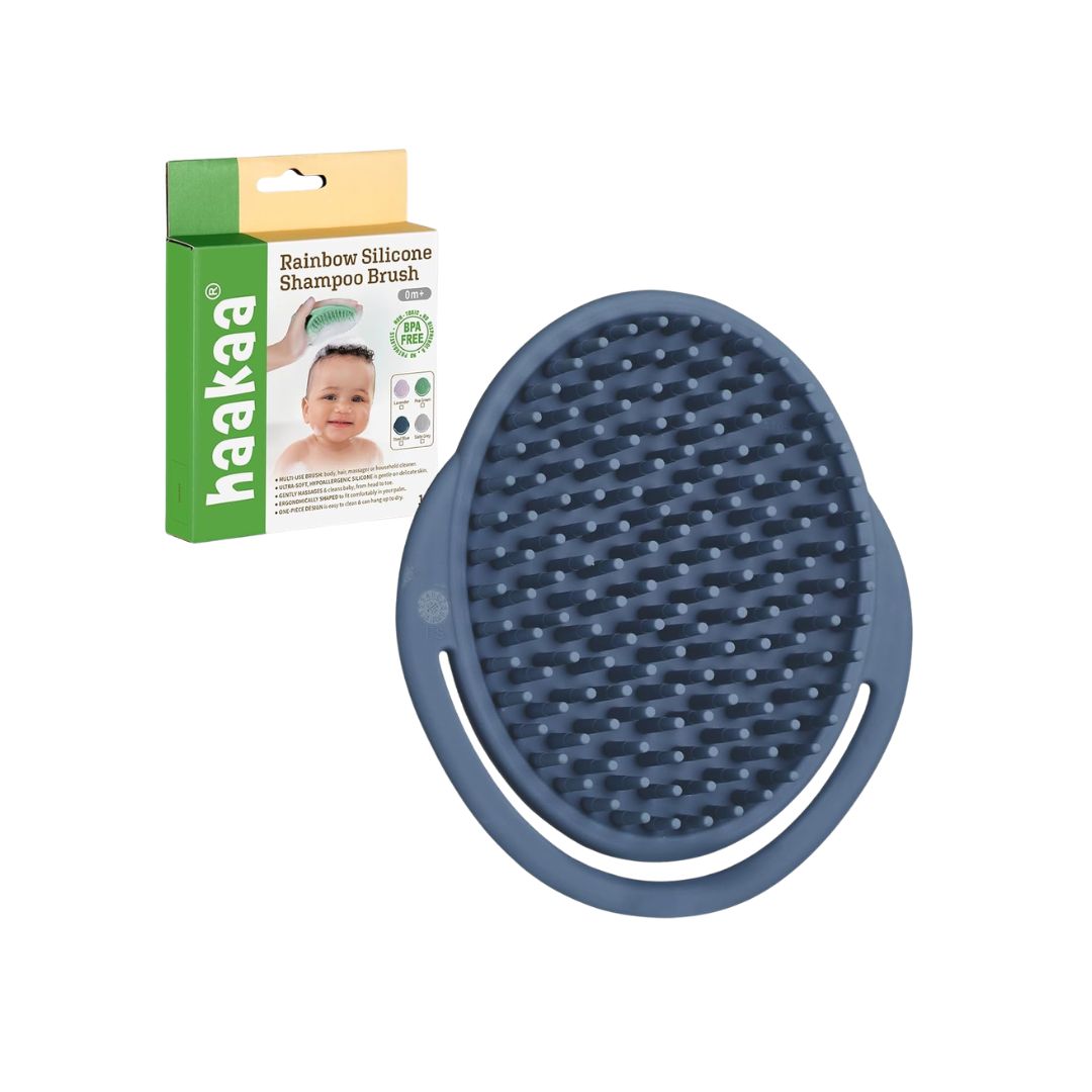 Haakaa Rainbow Silicone Shampoo Brush - Steel Blue Age- Newborn & Above