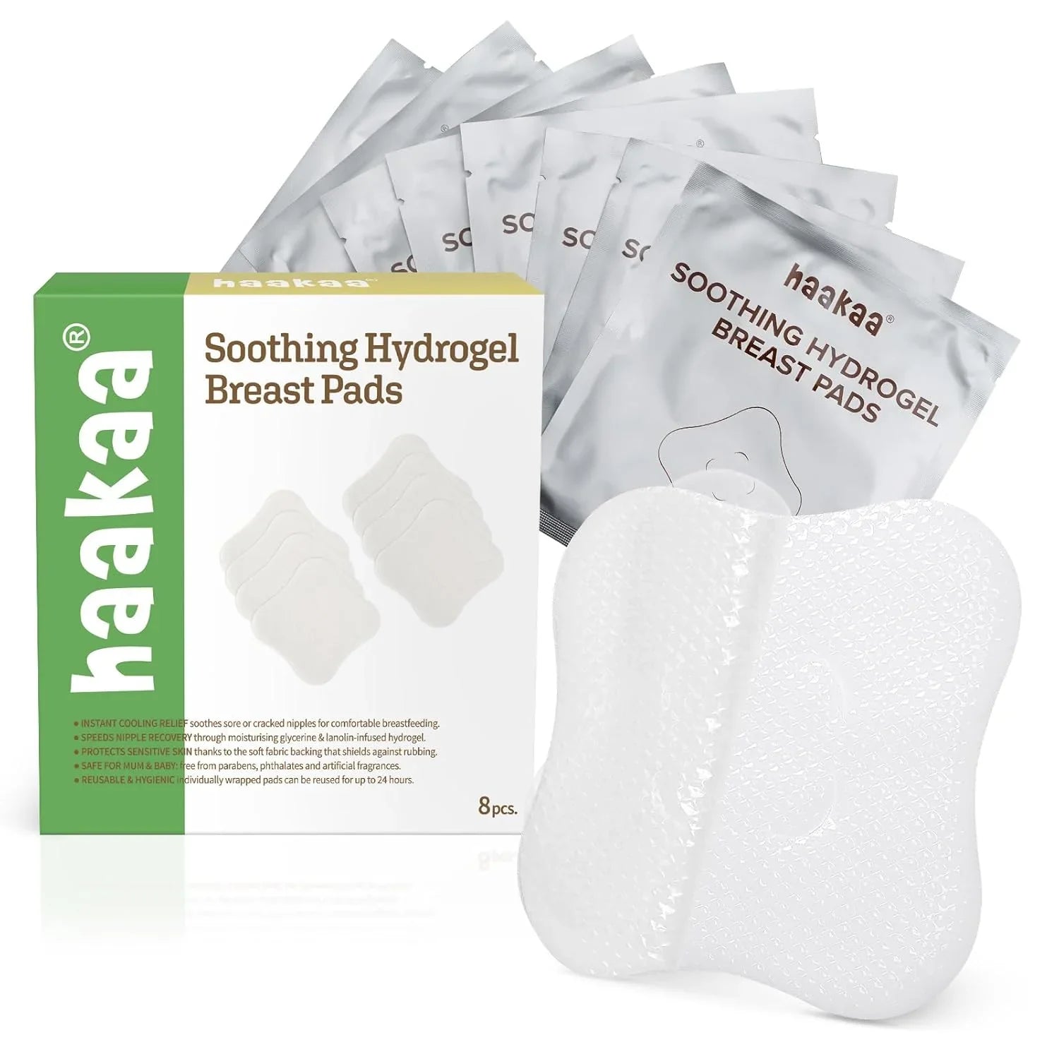 Haakaa Soothing Hydrogel Breast Pads Pack of 8 for Breastfeeding Moms