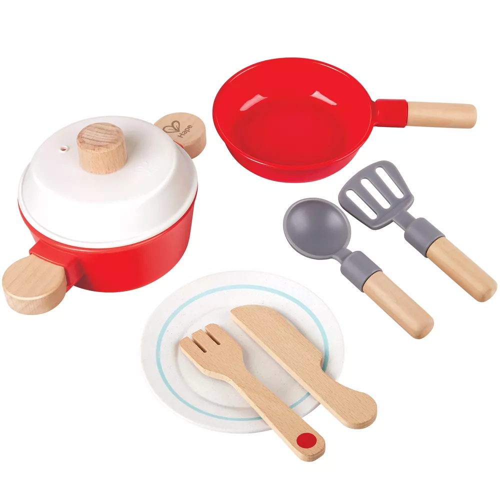 Hape Little Chef Cook & Serve Kids Roleplay Set (8 Pieces) Multicolor Age- 3 Years & Above