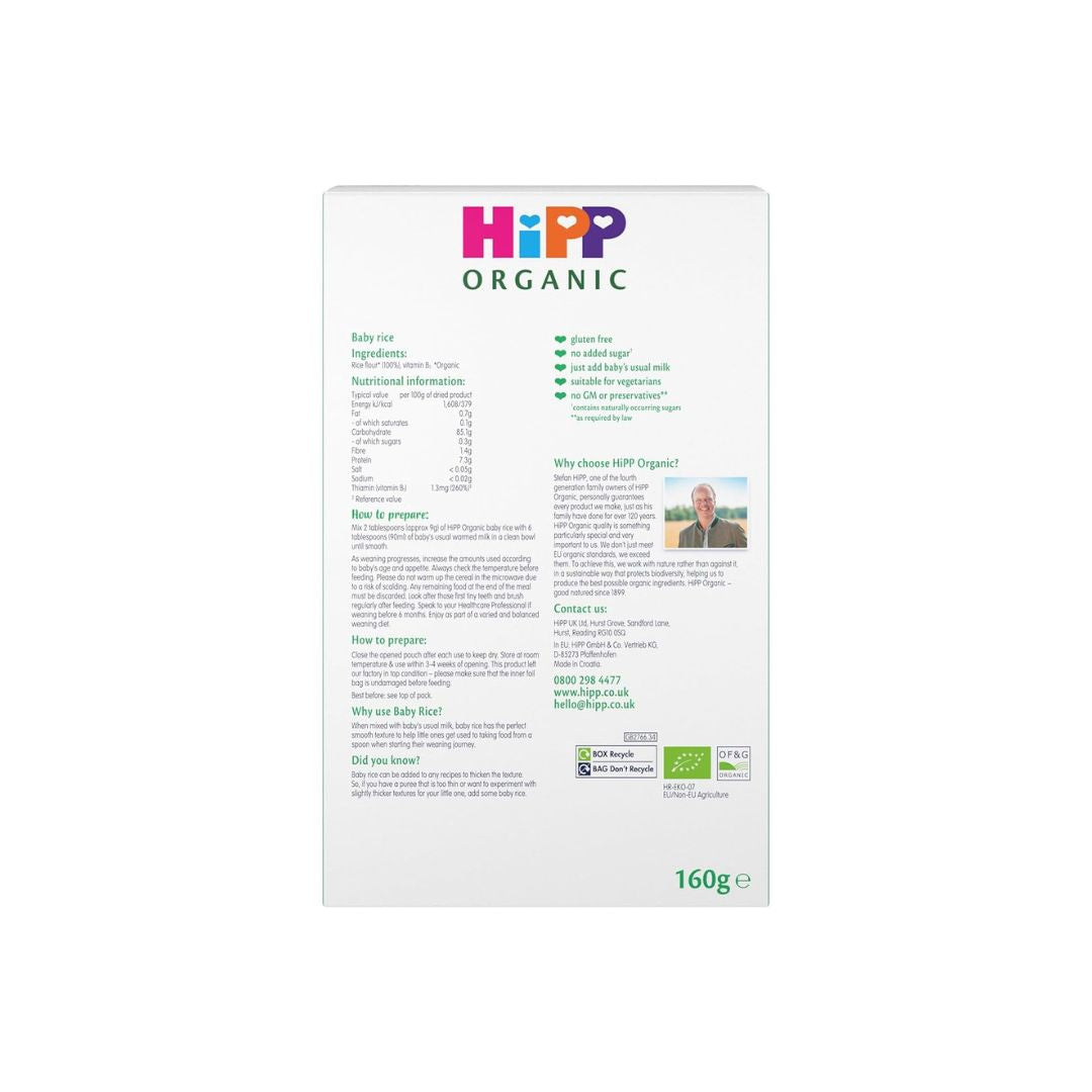 Hipp Organic 100% Baby Rice Ideal for Weaning 160g Age- 6 Months ...