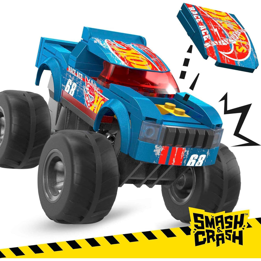 Hot Wheels Mega Construx Monster Truck Set (Blue Truck) Blue Age- 5 Years & Above