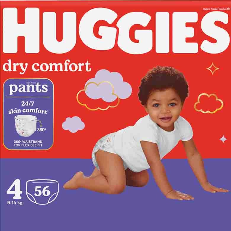 Products Huggies Dry Comfort Pant Diapers Size 4 (10-17kg)- 56 Pieces