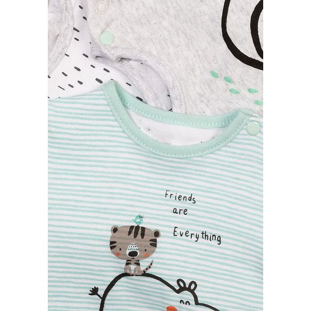 Infancie 3 in a Pack Jungle Themed Baby T-shirts Grey/Blue/White IT11048