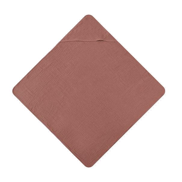 Infancie Baby Organic Muslin Hooded Towels Grey/Maron (81 x 81 cm) IT5378 Beige/Brown Age-Newborn & Above