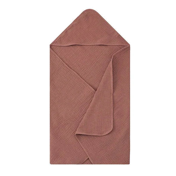 Infancie Baby Organic Muslin Hooded Towels Grey/Maron (81 x 81 cm) IT5378 Beige/Brown Age-Newborn & Above