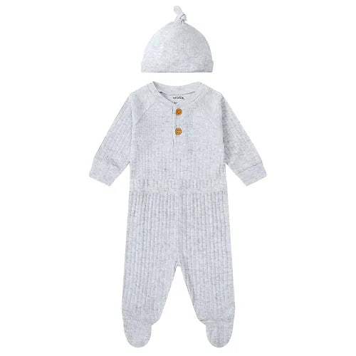 Infancie Baby Ribbed 3-Pc Set of Bodysuit, Leggings & Hat Grey IT4255