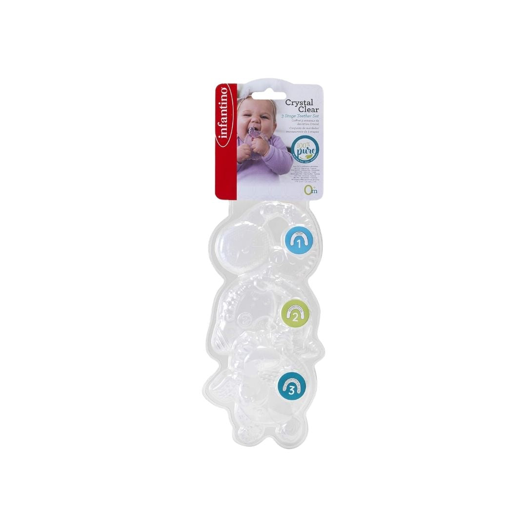Infantino Crystal Clear 3 Stage Teether Set Multicolor Age- Newborn & Above