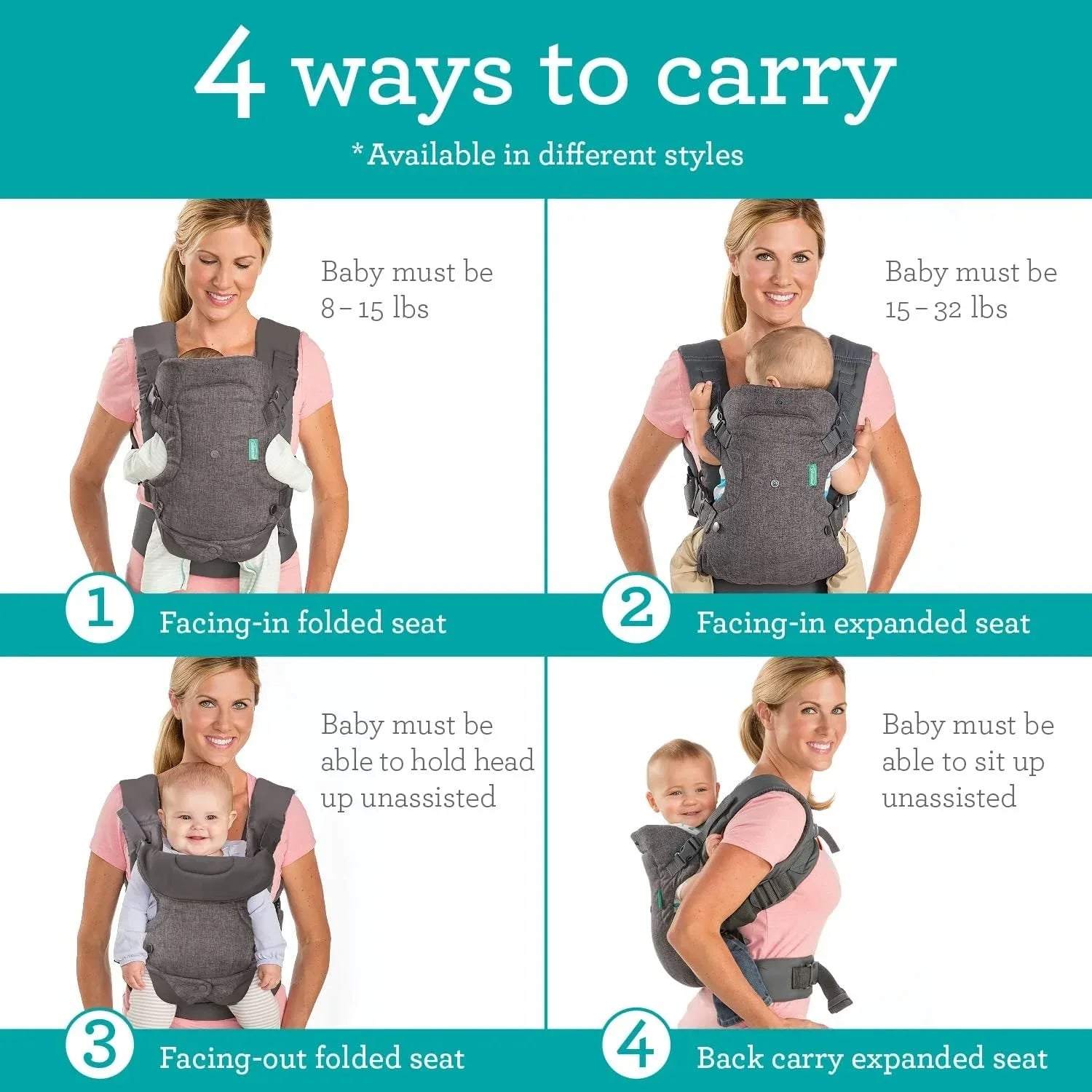 Infantino Flip Advanced 4-In-1 Convertible Baby Carrier Leopard Age- Newborn & Above