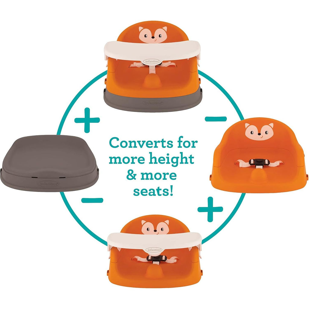 Infantino Grow-With-Me 4-in-1 Feeding Booster Seat Orange Age- 6 Months & Above (Holds upto 30 kg)