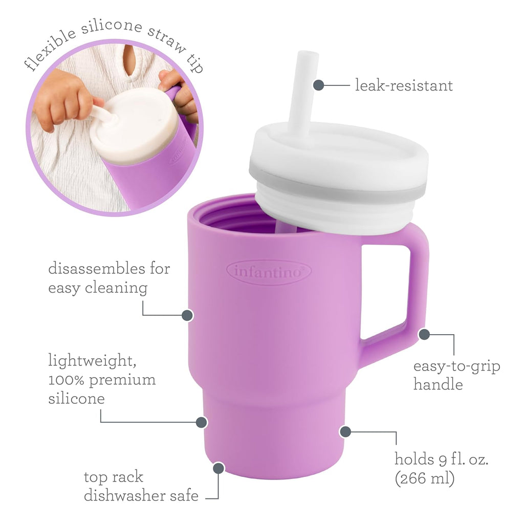 Infantino My 1st Tumbler – Adorable Miniature Tumbler with Leak-Resistant Sipper  Lilac Age- 6 Months & Above