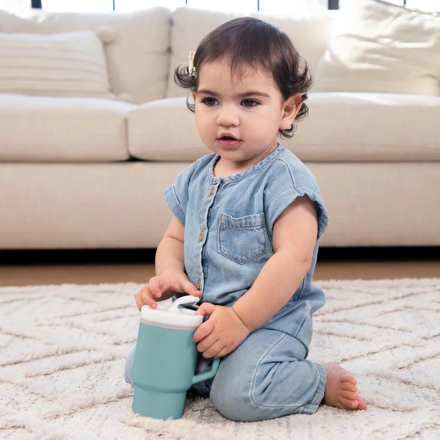 Infantino My 1st Tumbler – Adorable Miniature Tumbler with Leak-Resistant Sipper Moody Blue Age- 6 Months & Above  