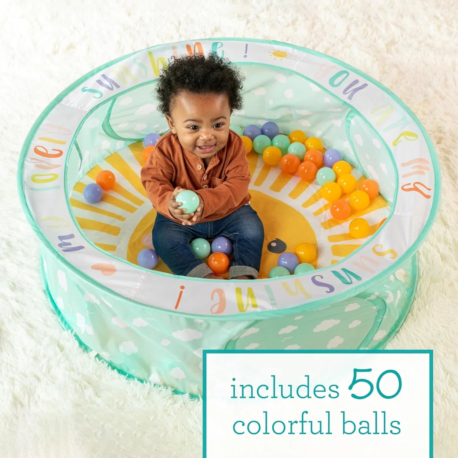 Infantino Pop-Up Ball Pit – 50 Colorful Balls, Easy Setup & Storage, 35