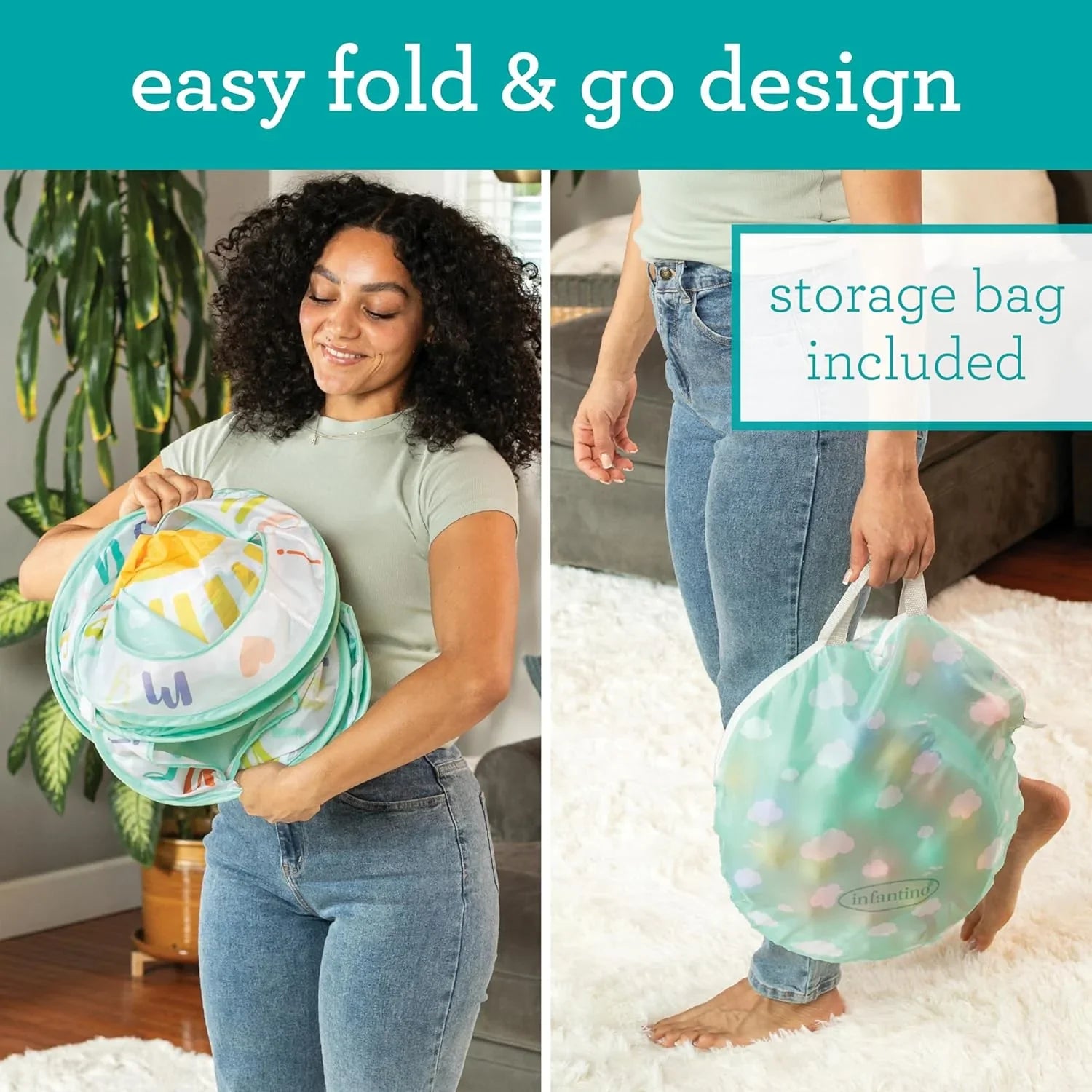 Infantino Pop-Up Ball Pit – 50 Colorful Balls, Easy Setup & Storage, 35