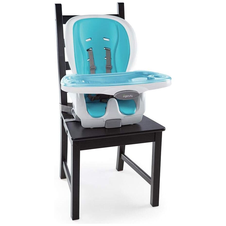 Ingenuity Smart Clean Trio Elite 3-in-1 High Toddler Chair and Booster Chair Aqua/Grey Age- 6 Months to 5 Years