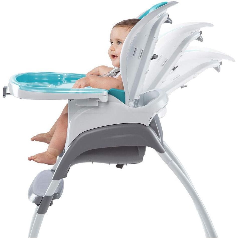 Ingenuity Smart Clean Trio Elite 3 in 1 High Toddler Chair and Booster Chair Aqua Grey Age 6 Months to 5 Years Peekaboo