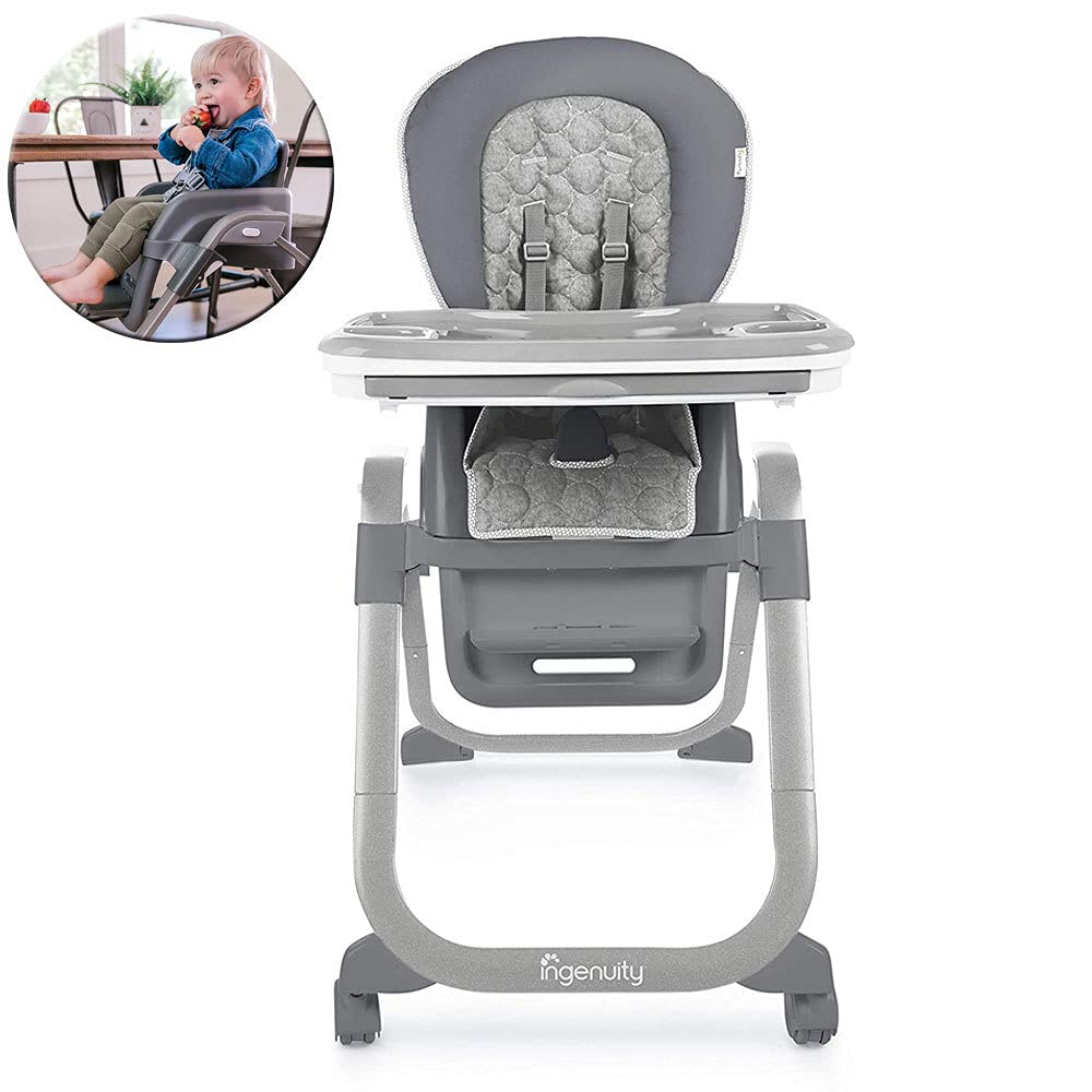 Ingenuity Smart Serve Baby's 4-in-1 Connolly High Chair with Swing Out Tray and Booster Grey Age- 6 Months to 5 Years