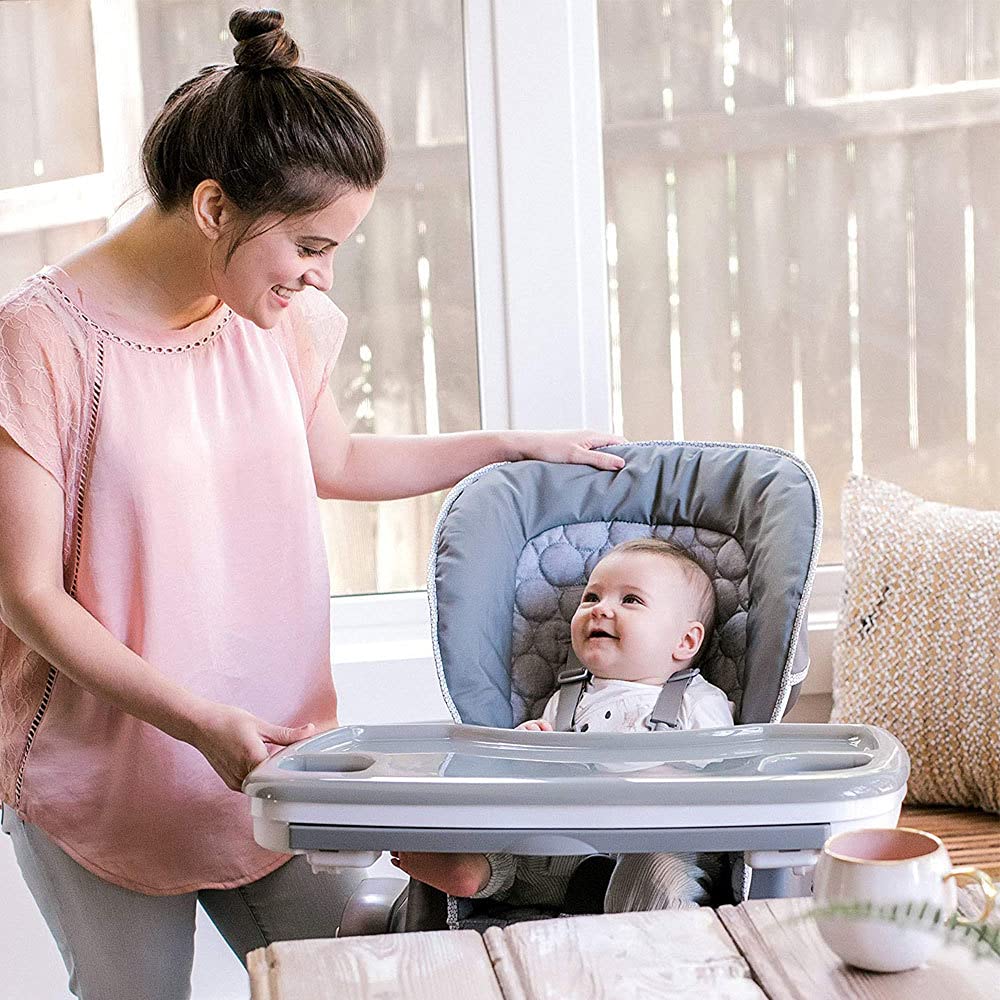 Ingenuity Smart Serve Baby's 4-in-1 Connolly High Chair with Swing Out Tray and Booster Grey Age- 6 Months to 5 Years