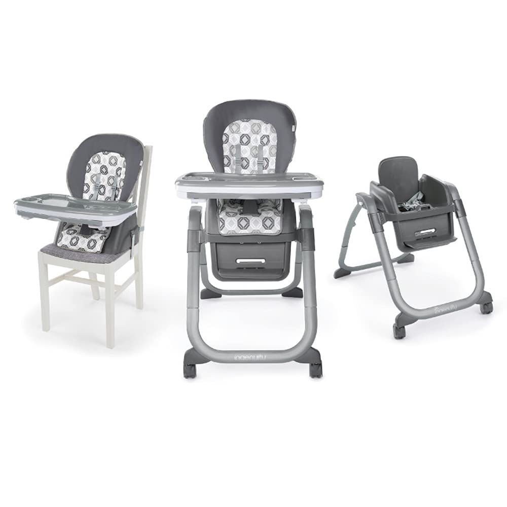 Ingenuity Smart Serve Baby's 4-in-1 High Chair with Swing Out Tray and Booster Grey Age- 6 Months to 5 Years