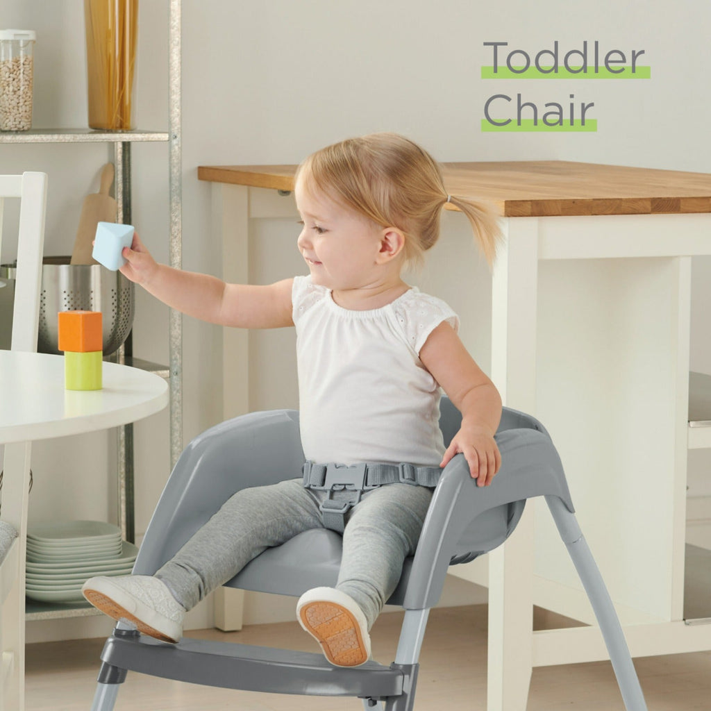 Ingenuity Trio 3-in-1 High Chair, Toddler Chair, and Booster Grey/White Age- 6 Months & Above