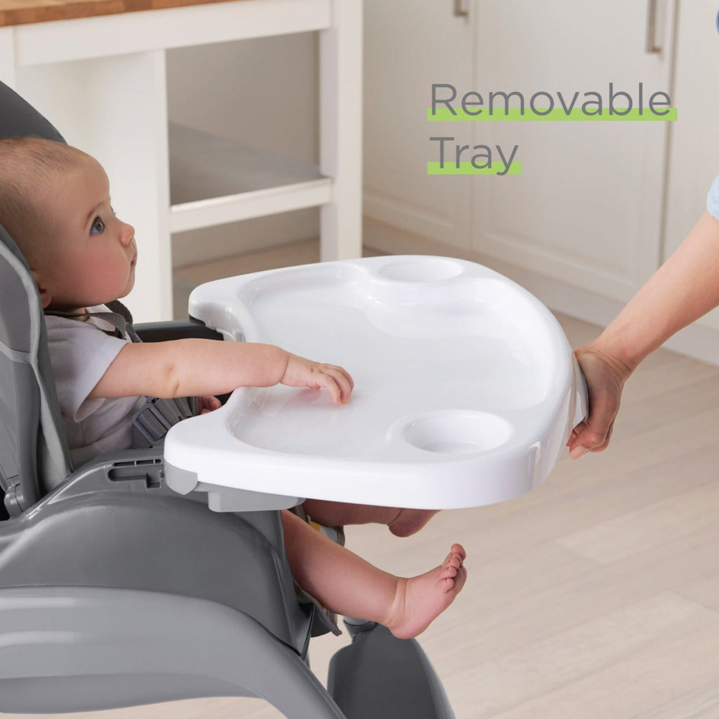 Ingenuity Trio 3-in-1 High Chair, Toddler Chair, and Booster Grey/White Age- 6 Months & Above