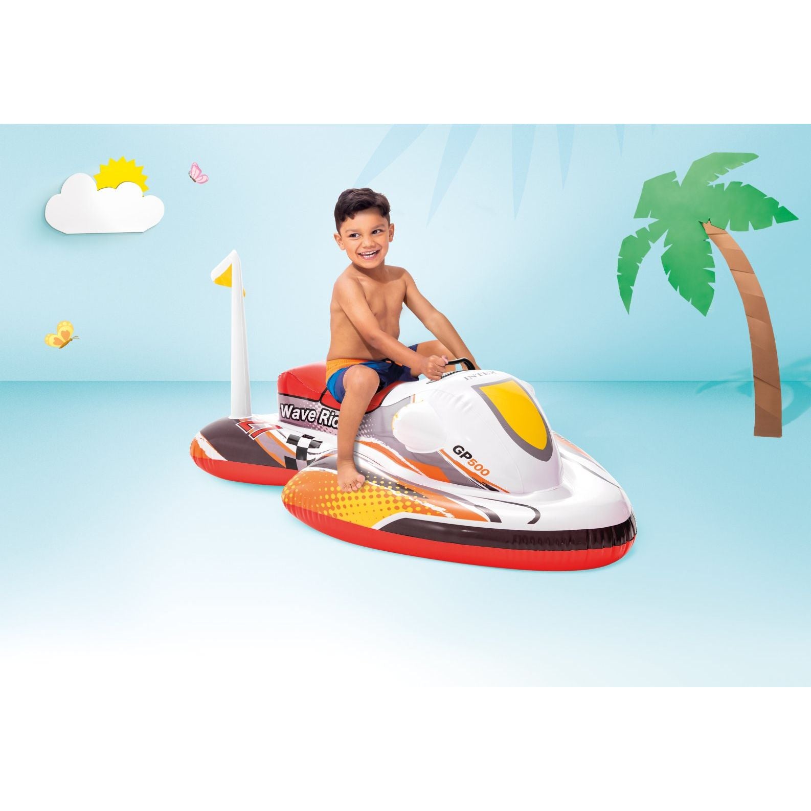Intex Inflatable Ride On Jet Ski Pool Toy (116Cm) Age- 6 Years and Above