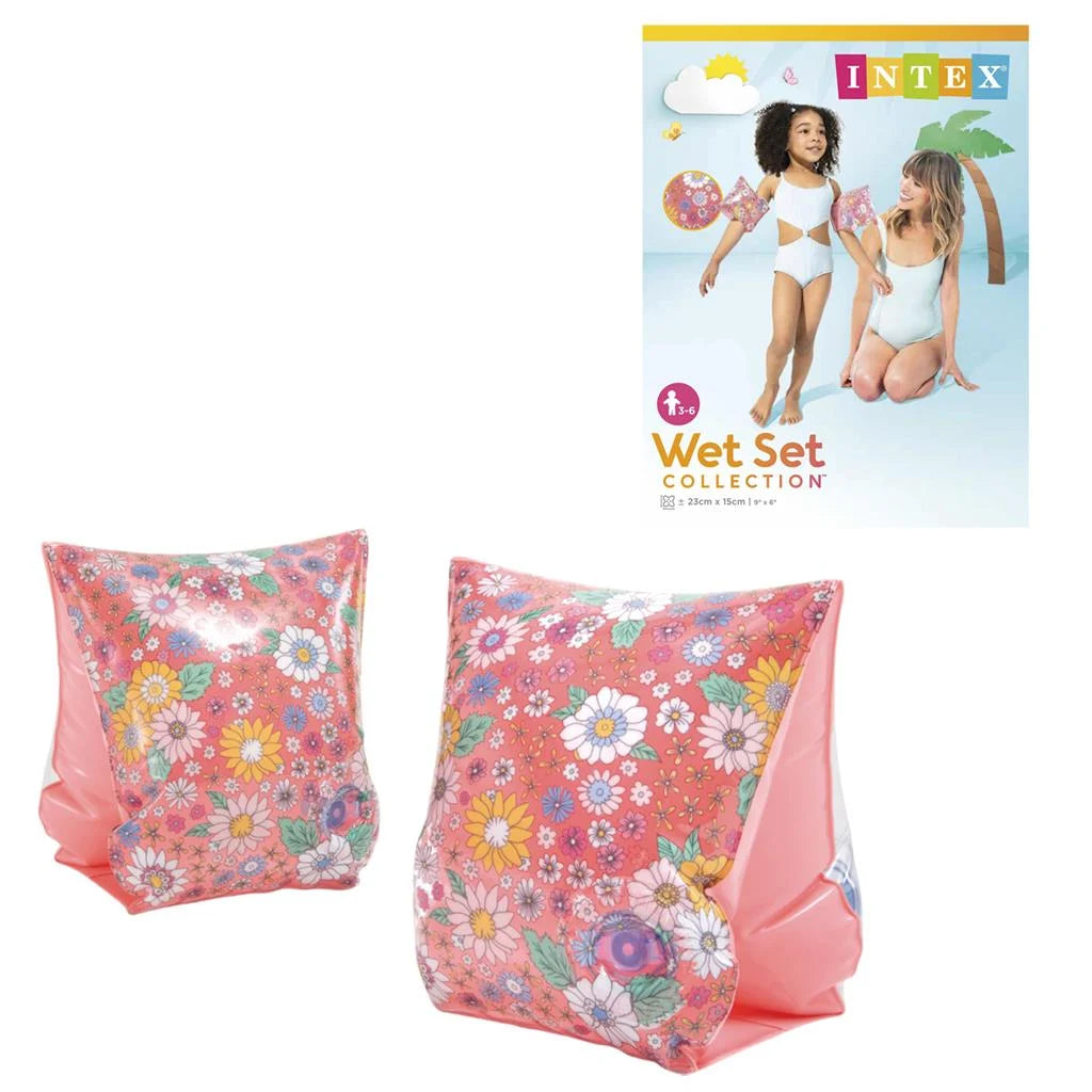 Intex Pink Flowery Girl's Swimming Arm Bands Age- 3 Years to 6 Years