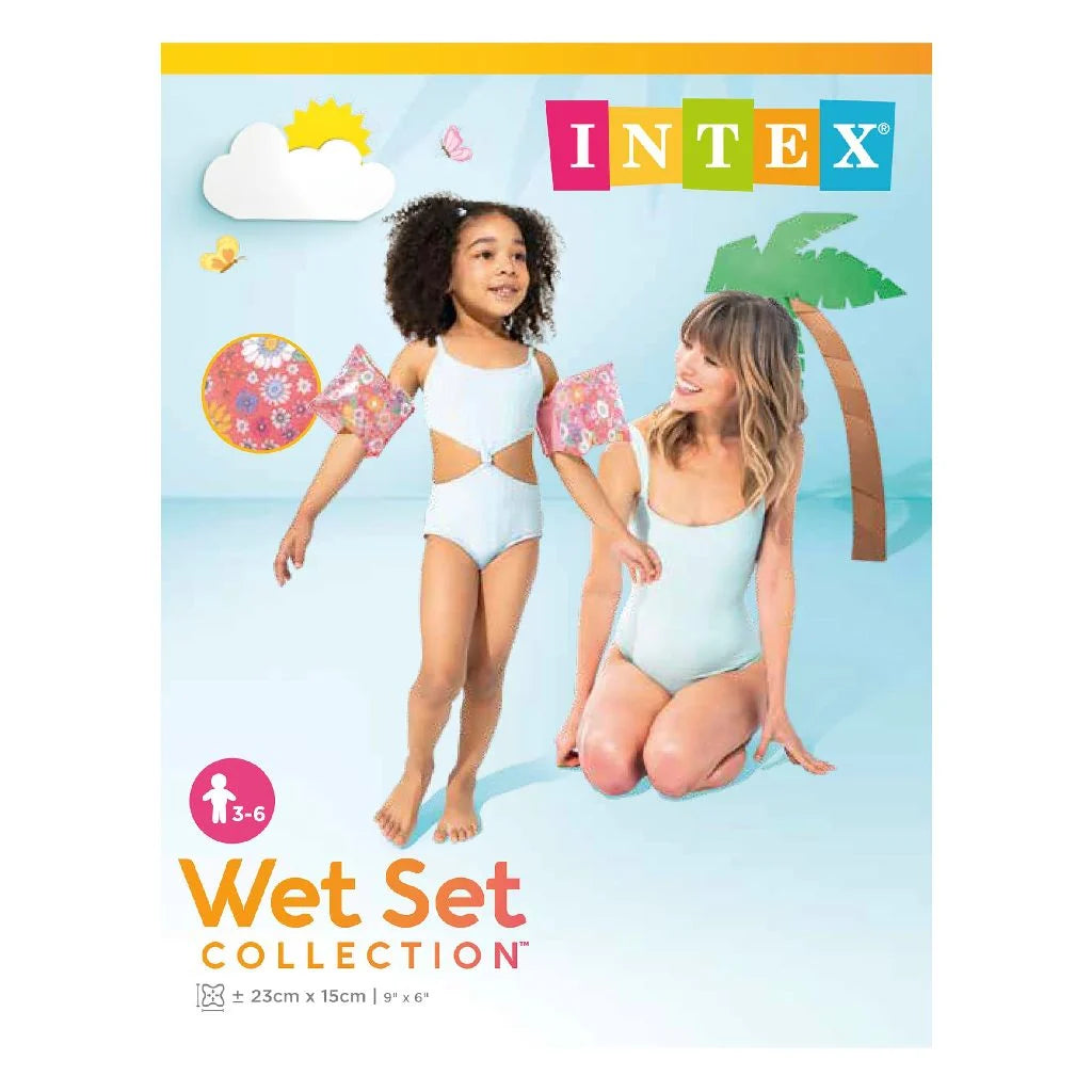 Intex Pink Flowery Girl's Swimming Arm Bands Age- 3 Years to 6 Years