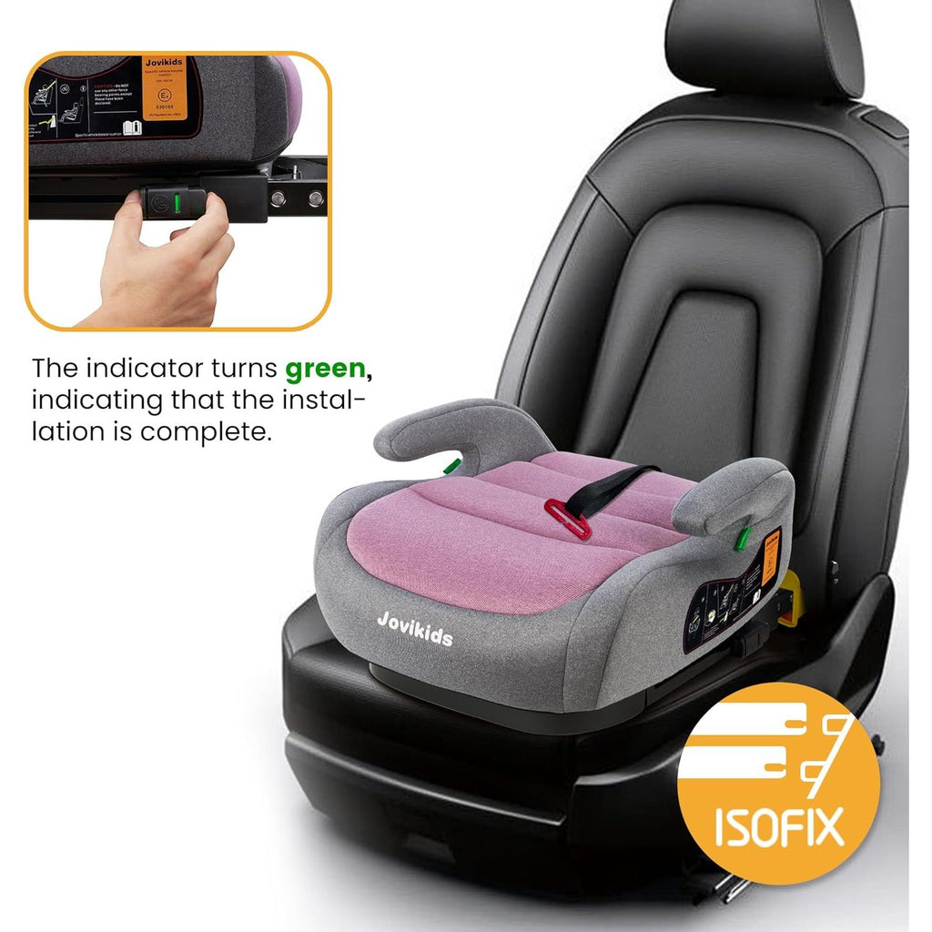 Jovikids I-Size Booster Seat with ISOFIX 125-150 cm Group 3 (WD020) Pink Age- 6 Years to 12 Years