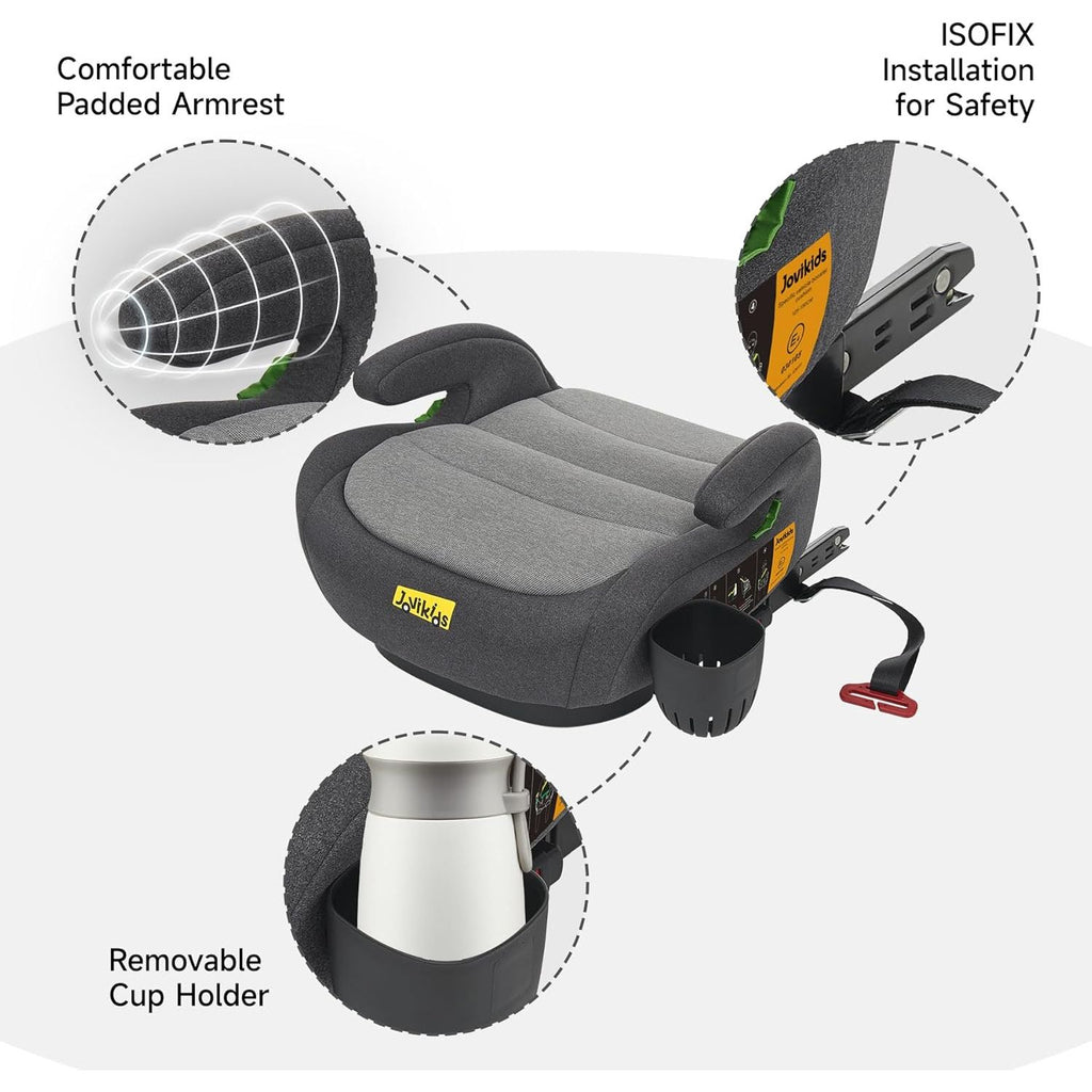 Jovikids I-Size Booster Seat with ISOFIX 125-150 cm Group 3 (WD020) Quiet shade Age- 6 Years to 12 Years
