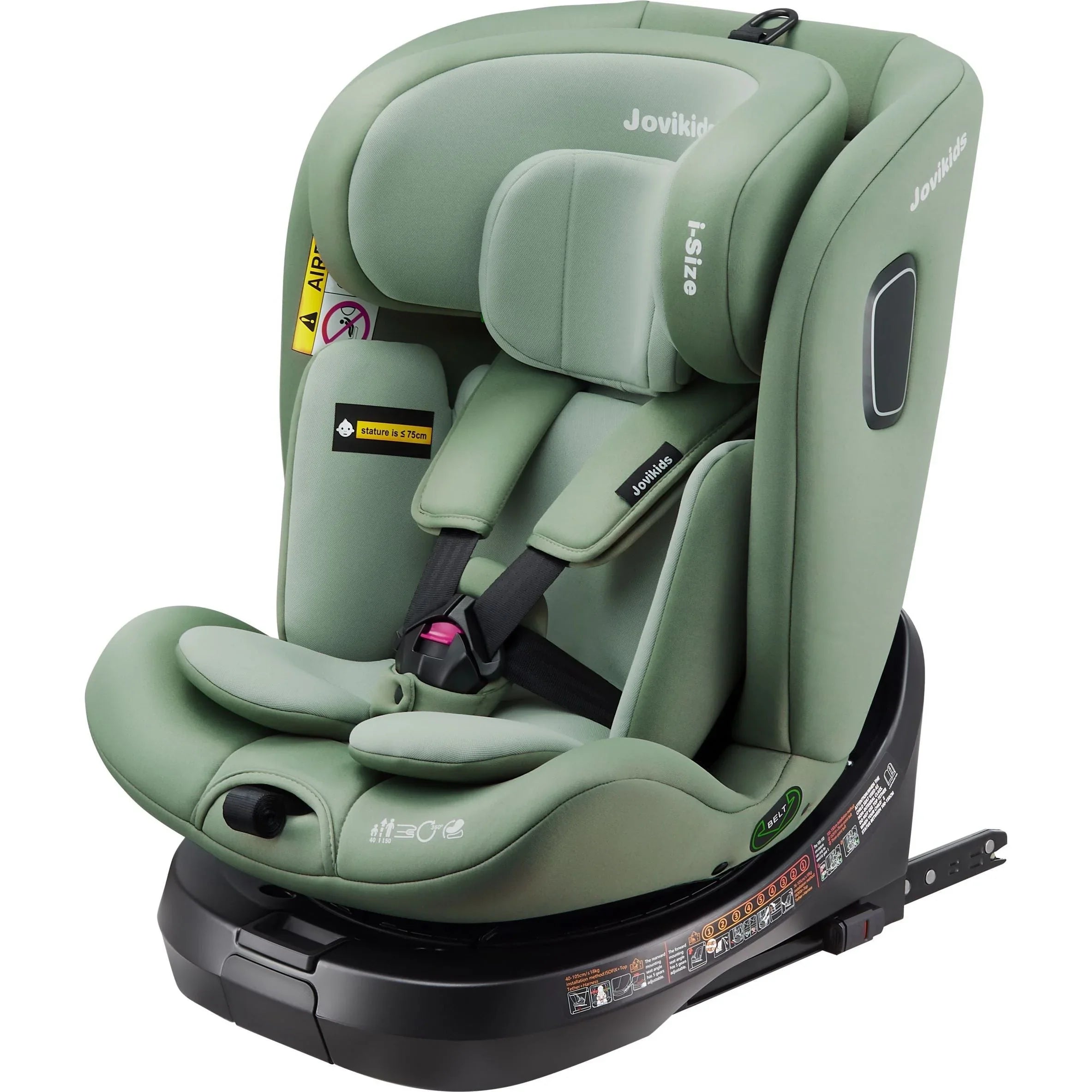 Jovikids ISOFIX Car Seat 360° for 40-150cm Kids Group 0+1/2/3 Green Age- Newborn to 12 Years