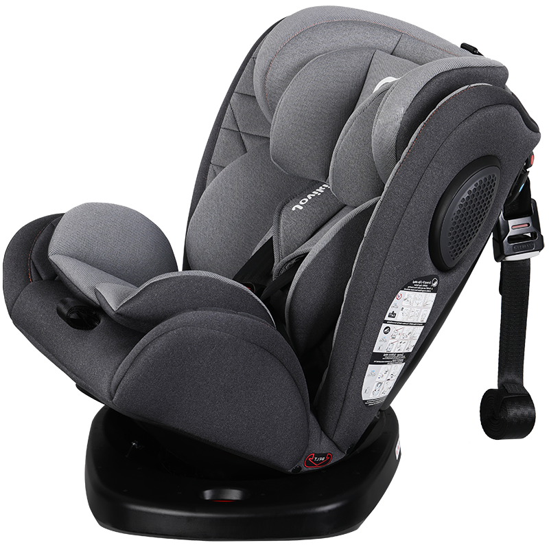 Jovikids Isofix with Top Tether 360 Degree Swivel Car Seat, Group 0/1/2/3 (WD002) Black Age- newborn to 12 Years