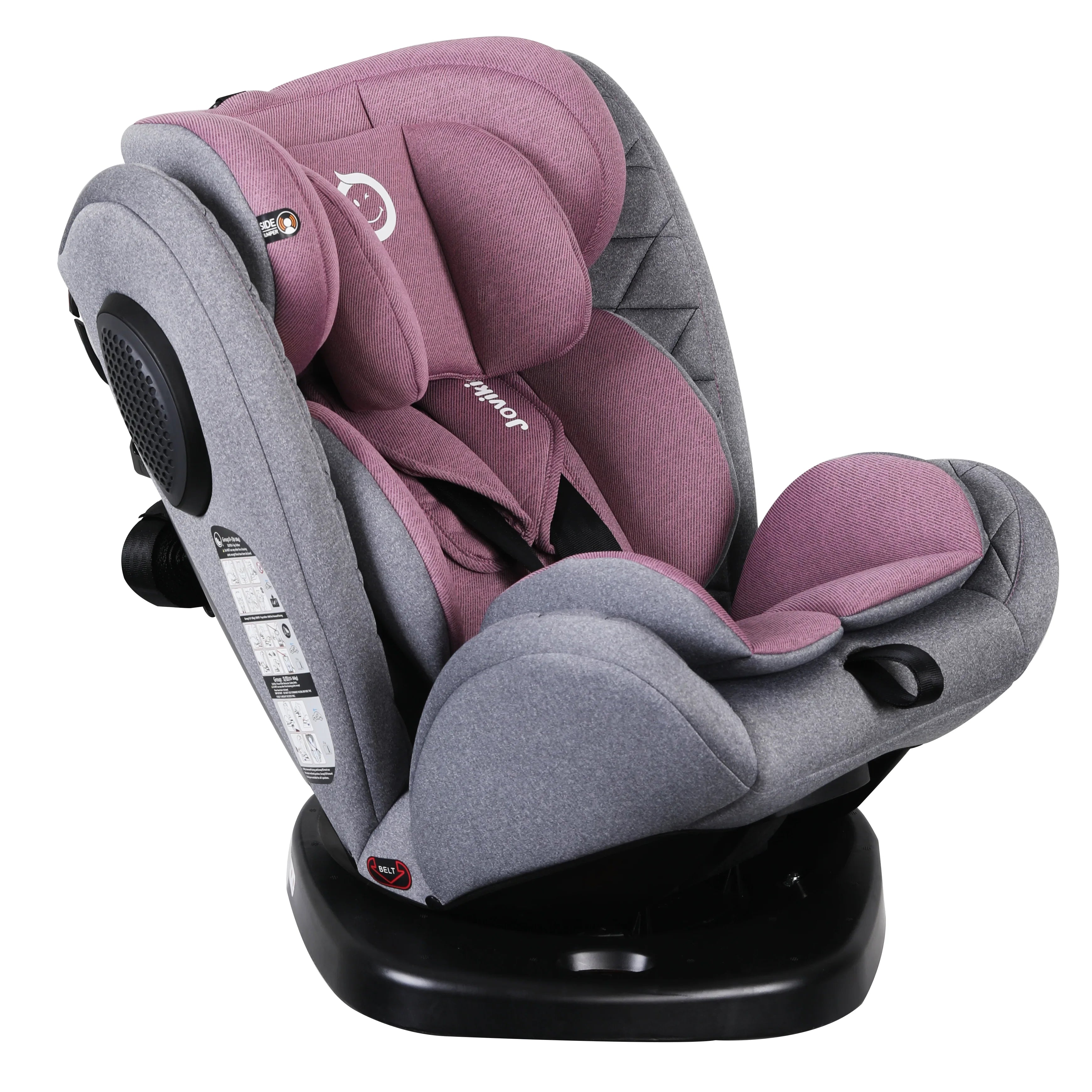 Jovikids Isofix with Top Tether 360 Degree Swivel Car Seat, Group 0/1/2/3 (WD002) Pink Age- Newborn to 12 Years