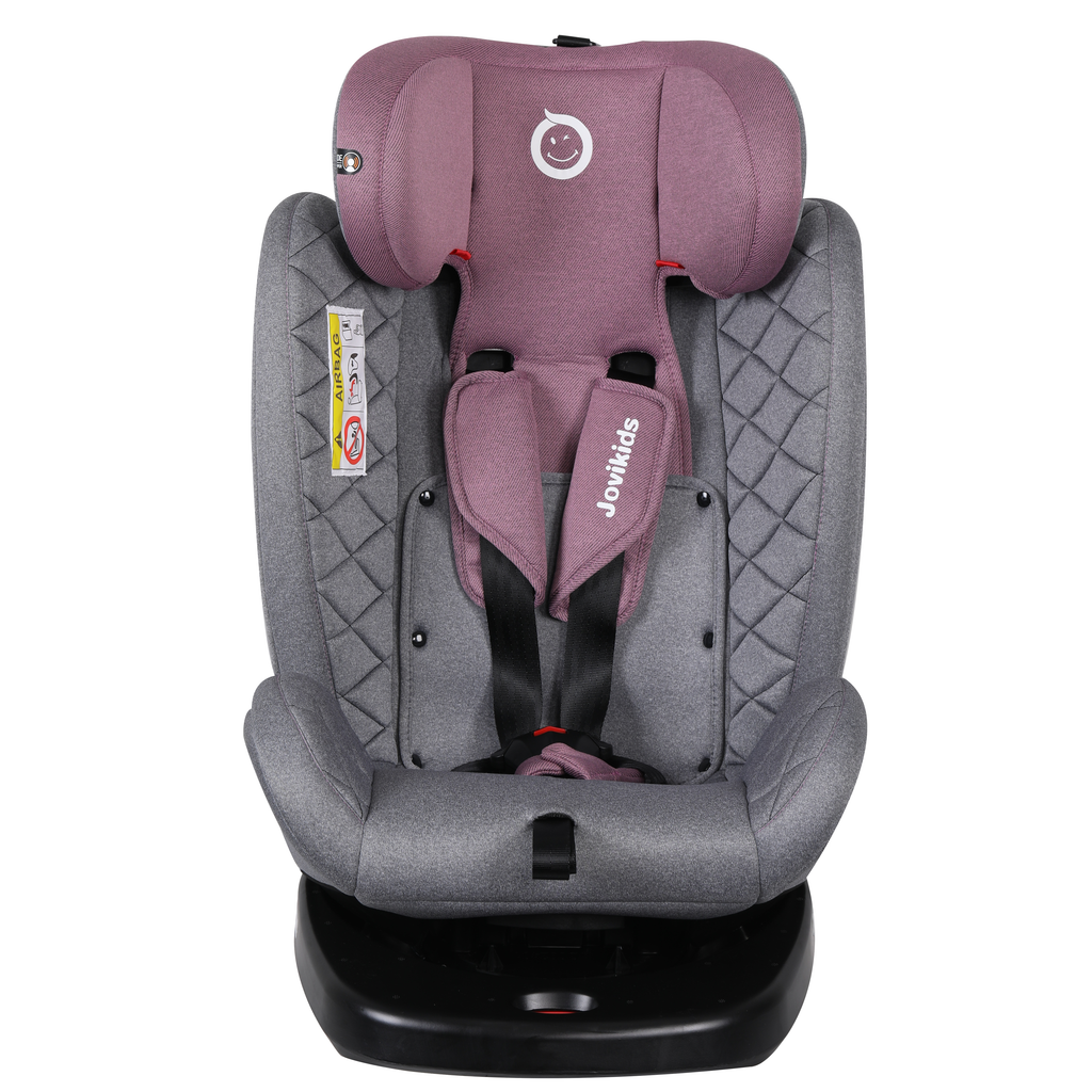 Jovikids Isofix with Top Tether 360 Degree Swivel Car Seat, Group 0/1/2/3 (WD002) Pink Age- Newborn to 12 Years