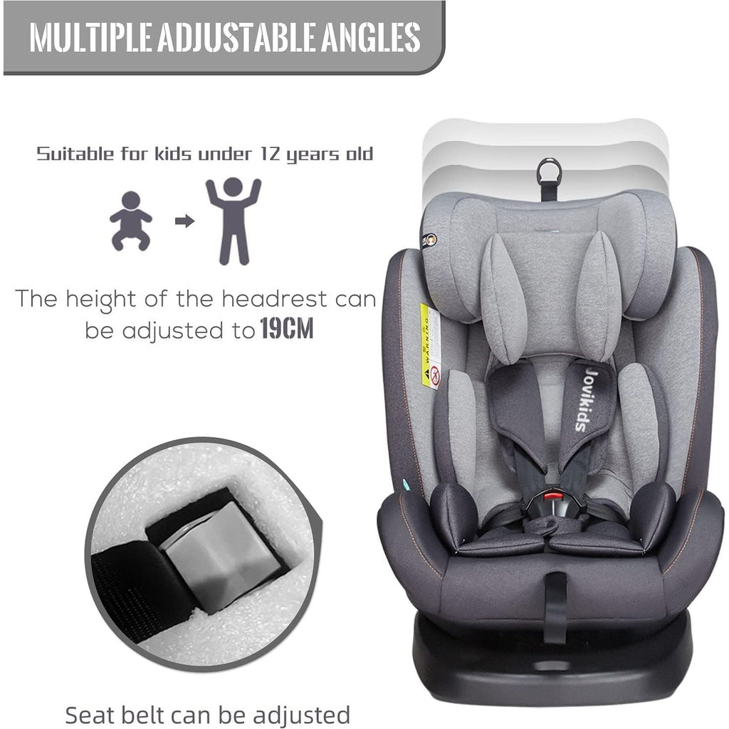 Jovikids Isofix with Top Tether 360 Degree Swivel Car Seat, Group 0/1/2/3 (WD002) Pink Age- Newborn to 12 Years