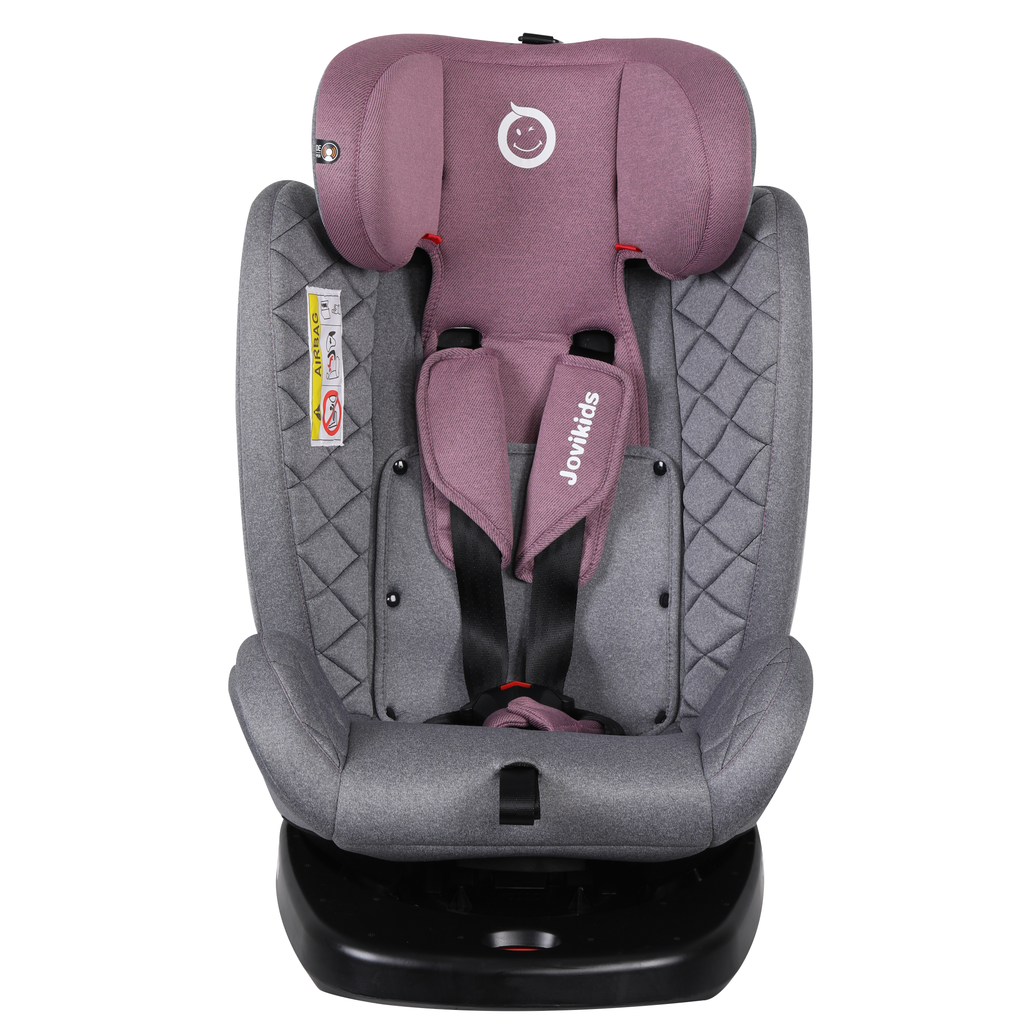 Jovikids Isofix with Top Tether 360 Degree Swivel Car Seat, Group 0/1/2/3 (WD002) Pink Age- Newborn to 12 Years