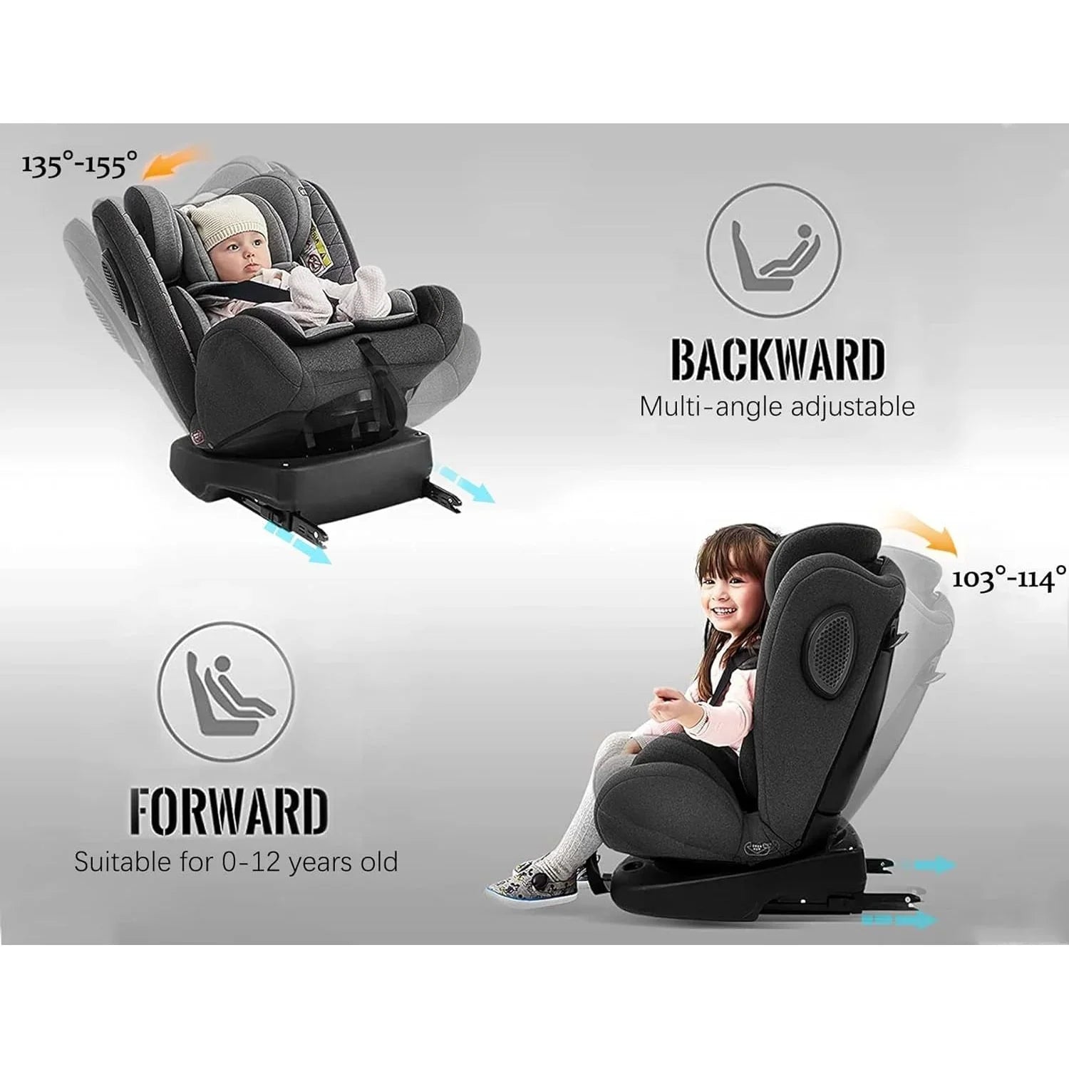 Jovikids Isofix with Top Tether 360 Degree Swivel Car Seat, Group 0/1/2/3 (WD002) Red Age- Newborn to 12 Years