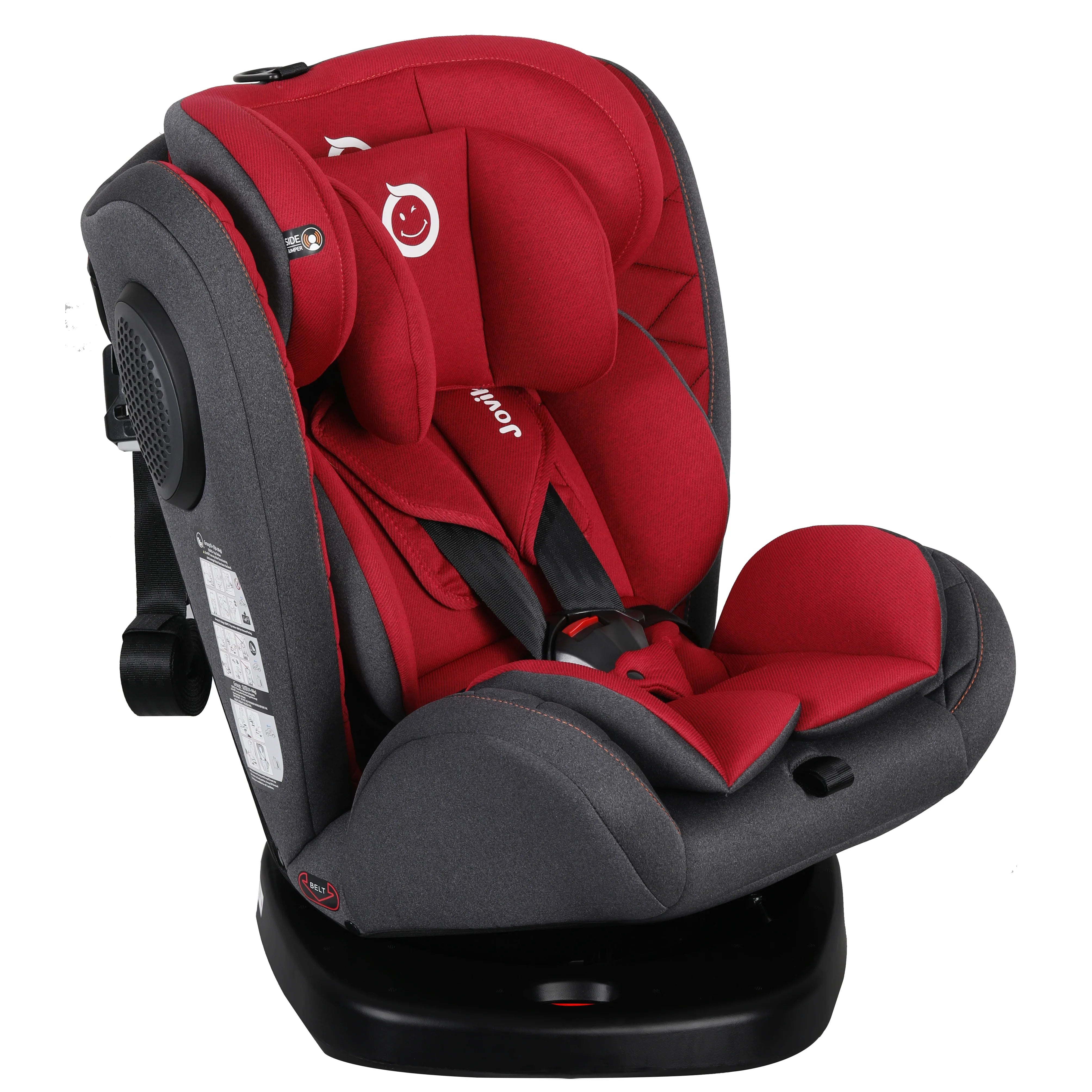 Jovikids Isofix with Top Tether 360 Degree Swivel Car Seat, Group 0/1/2/3 (WD002) Red Age- Newborn to 12 Years
