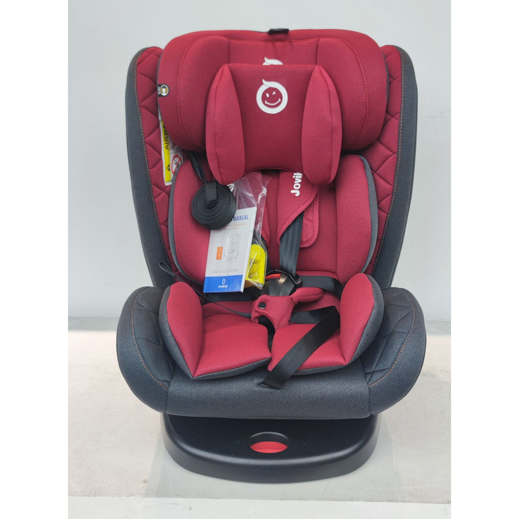Jovikids Isofix with Top Tether 360 Degree Swivel Car Seat, Group 0/1/2/3 (WD002) Red Age- Newborn to 12 Years