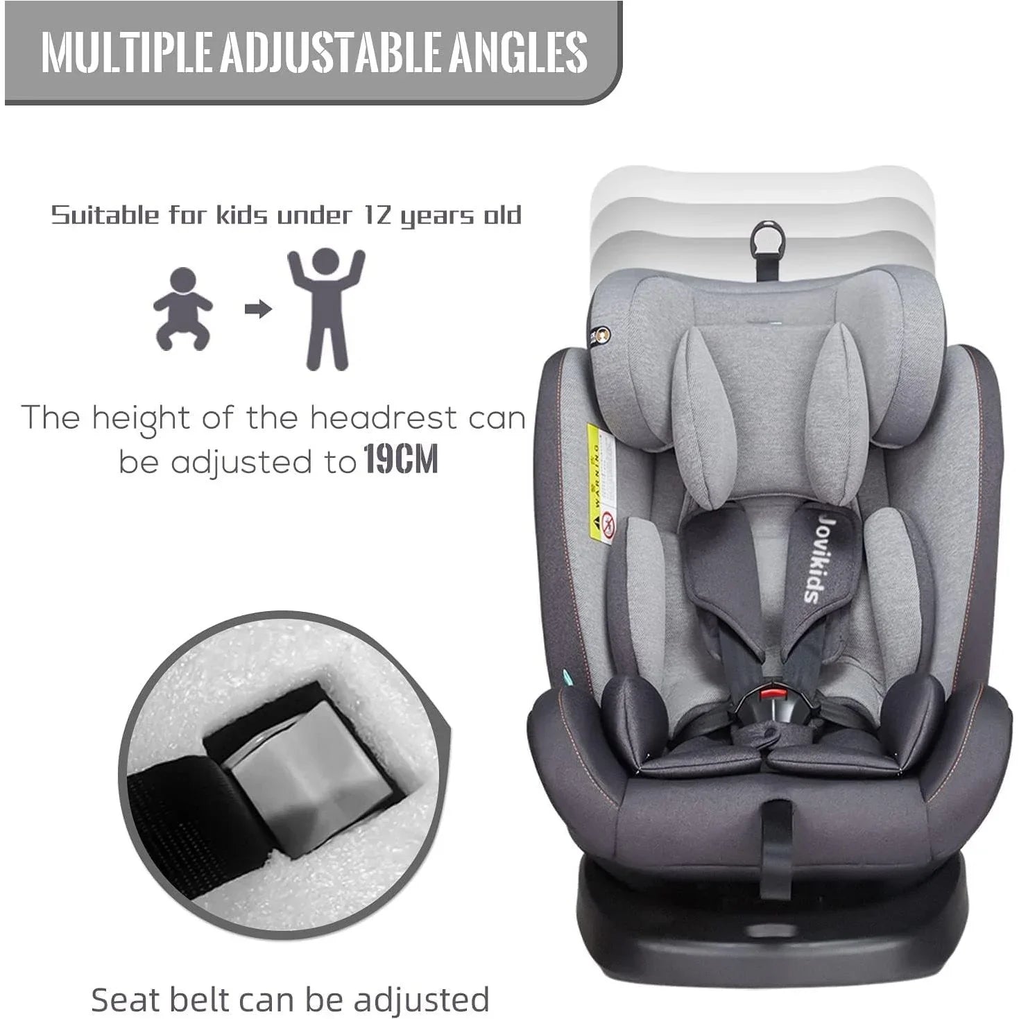 Jovikids Isofix with Top Tether 360 Degree Swivel Car Seat, Group 0/1/2/3 (WD002) Red Age- Newborn to 12 Years